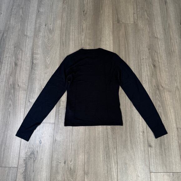 J.Crew Carolyn Fitted Crewneck Merino Wool Sweater S Black Long Sleeve Pullover - Picture 6 of 7